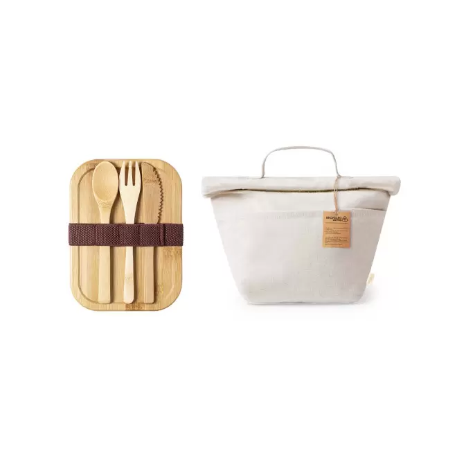 SET LUNCHBOX ET SAC ISO PERSONNALISABLE 'PEVO' - beige