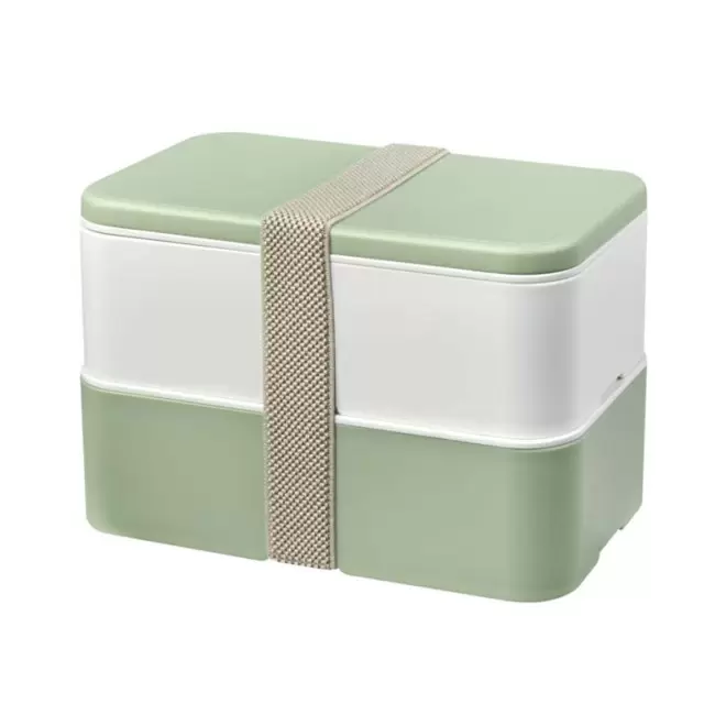 LUNCH BOX BIO PLASTIQUE PERSONNALISABLE 'STOBO DOUBLE' - vert/blanc
