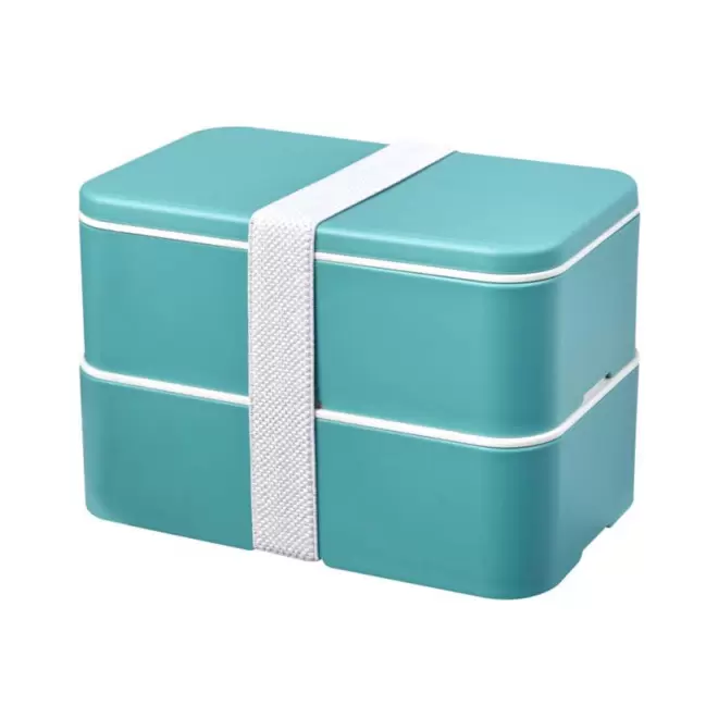LUNCH BOX BIO PLASTIQUE PERSONNALISABLE 'STOBO DOUBLE' - turquoise