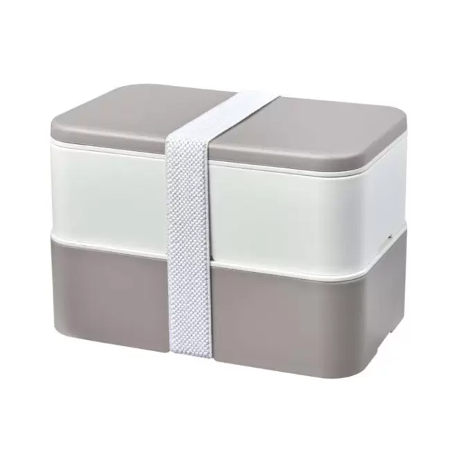LUNCH BOX BIO PLASTIQUE PERSONNALISABLE 'STOBO DOUBLE' - gris/blanc