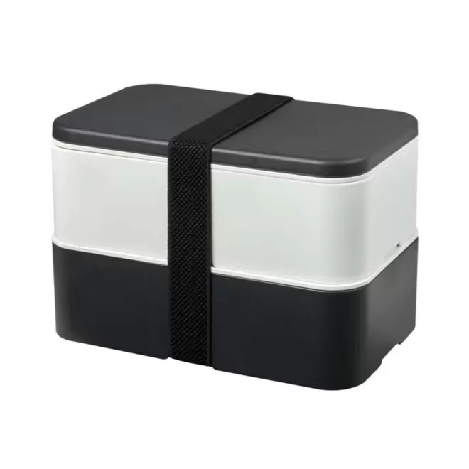 LUNCH BOX BIO PLASTIQUE PERSONNALISABLE 'STOBO DOUBLE' - noir/blanc