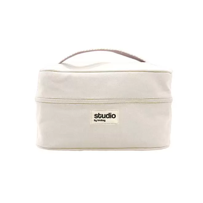 TROUSSE VANITY STUDIO BY HINDBAG PERSONNALISABLE 'LINA' - ecru