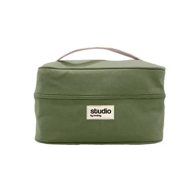 TROUSSE VANITY STUDIO BY HINDBAG PERSONNALISABLE 'LINA' - olive
