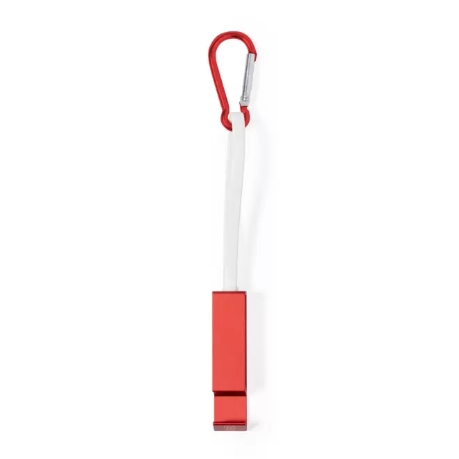 CABLE DE CHARGE SUPPORT TEL PERSONNALISABLE ALU 'CABLOTO' - rouge