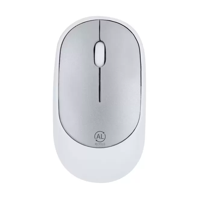 SOURIS SANS FILS PERSONNALISABLE 'MISKA ALU RECYCLE' - blanc