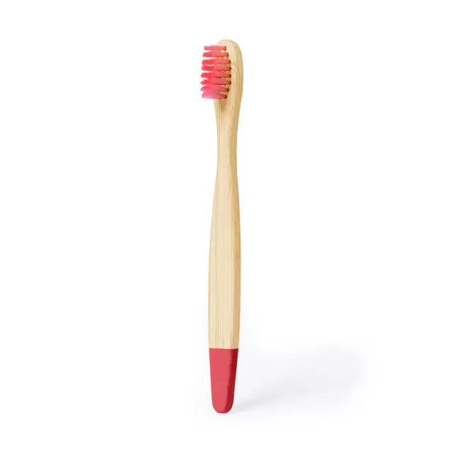 BROSSE A DENTS PERSONNALISABLE EN BAMBOU 'DENTY COLOR' - rouge