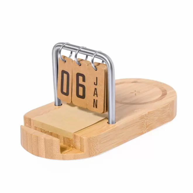 CHARGEUR MULTIFONCTIONS 15W PERSONNALISABLE 'POWERDATE' - bois