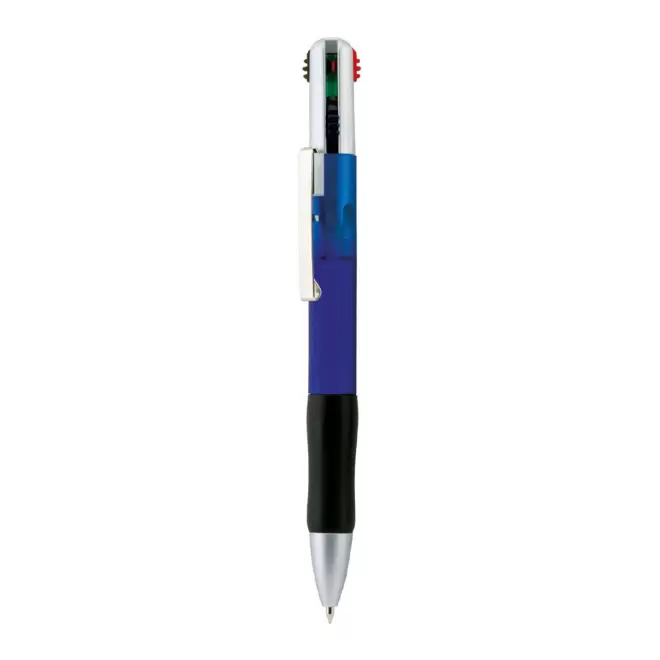 STYLO 4 COULEURS PERSONNALISABLE 'BRAVO CLEAR' - bleu