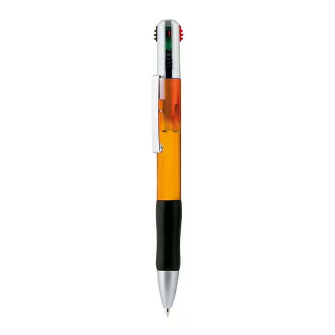 STYLO 4 COULEURS PERSONNALISABLE 'BRAVO CLEAR' - orange