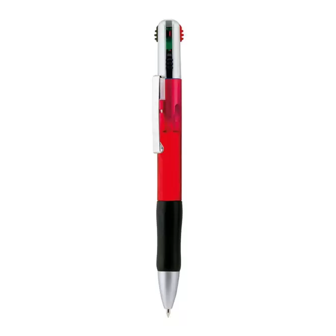 STYLO 4 COULEURS PERSONNALISABLE 'BRAVO CLEAR' - rouge
