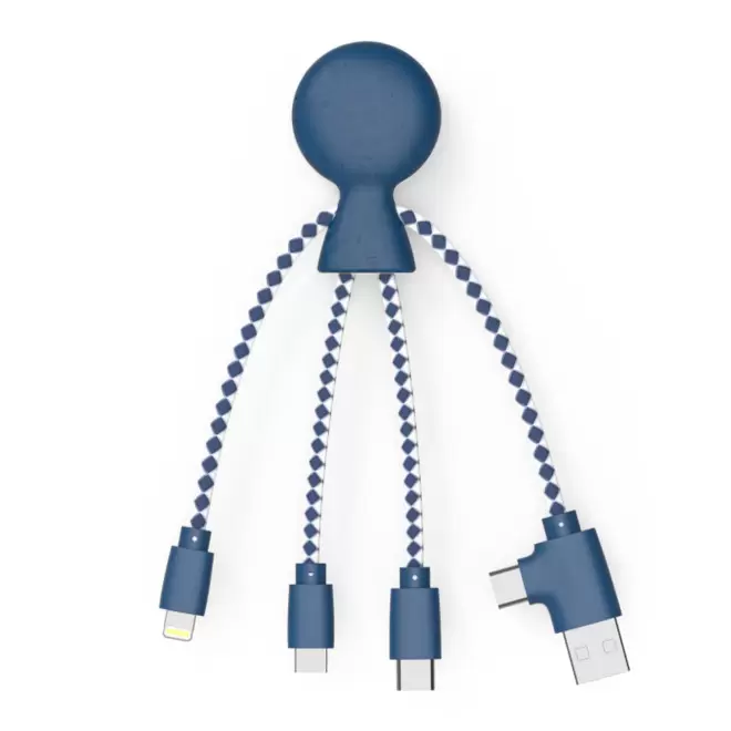 EXPRESS 72H - CÂBLE DE CHARGE BIODÉGRADABLE PUBLICITAIRE XOOPAR® 'MR BIO'  - bleu