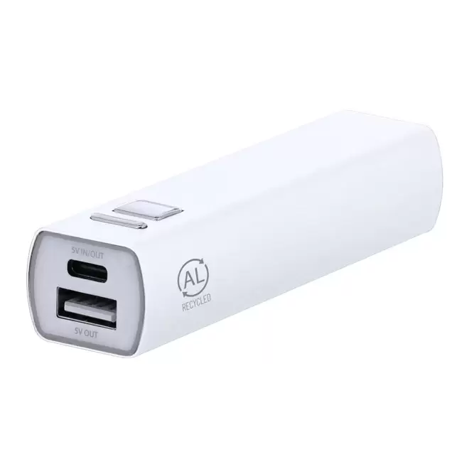 POWERBANK PERSONNALISABLE 2600MAH ALU RECYCLE 'ENDURANCE' - blanc
