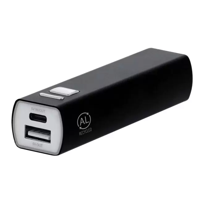 POWERBANK PERSONNALISABLE 2600MAH ALU RECYCLE 'ENDURANCE' - noir