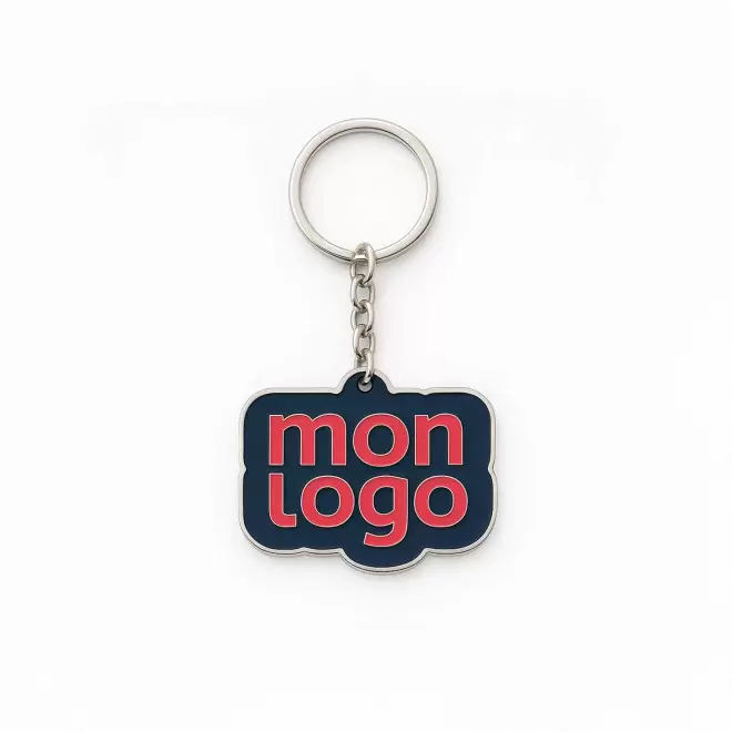 PORTE CLE ZAMAC RECYCLE UV PERSONNALISABLE 'MAZA' - 35 mm