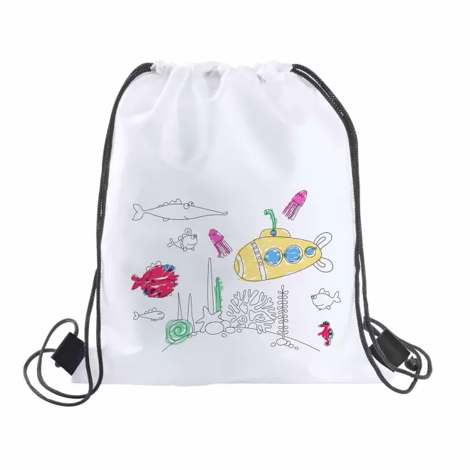 SAC A COLORIER PERSONNALISABLE 'KIDBAG CORDE' - blanc