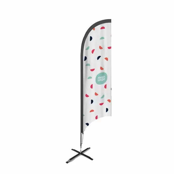DRAPEAU PERSONNALISÉ ORIFLAMME PLUME + PIED CROISILLON 'DRAPUS' - 70x350cm
