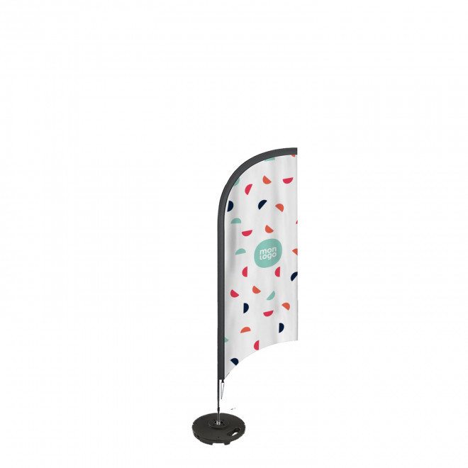 DRAPEAU PERSONNALISÉ ORIFLAMME PLUME + SOCLE EN BÉTON/PVC 'DRAPUS' - 80x470cm