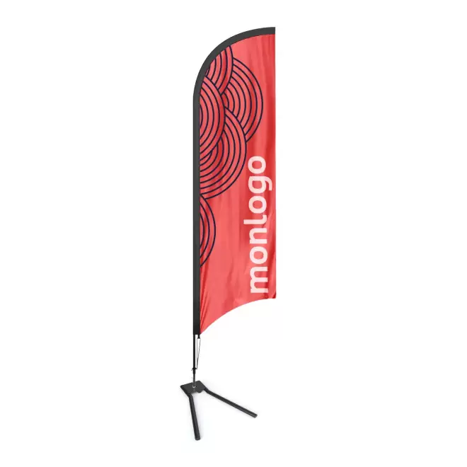 DRAPEAU PUBLICITAIRE ORIFLAMME PLUME + PIED PNEU 'DRAPUS' - quadrichromie