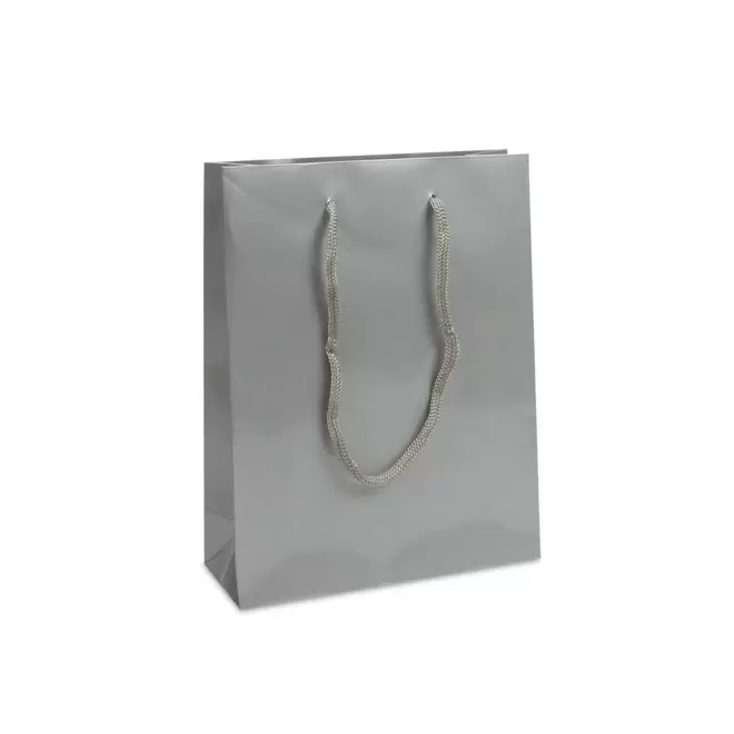 SAC EN PAPIER LUXE 20X8X26 PERSONNALISABLE 'BOLI' - argenté