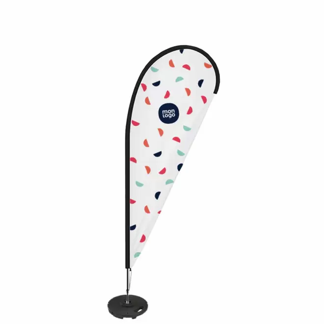 DRAPEAU PERSONNALISÉ ORIFLAMME GOUTTE + SOCLE EN BÉTON/PVC 'TOLEN' - 75 x 220 cm