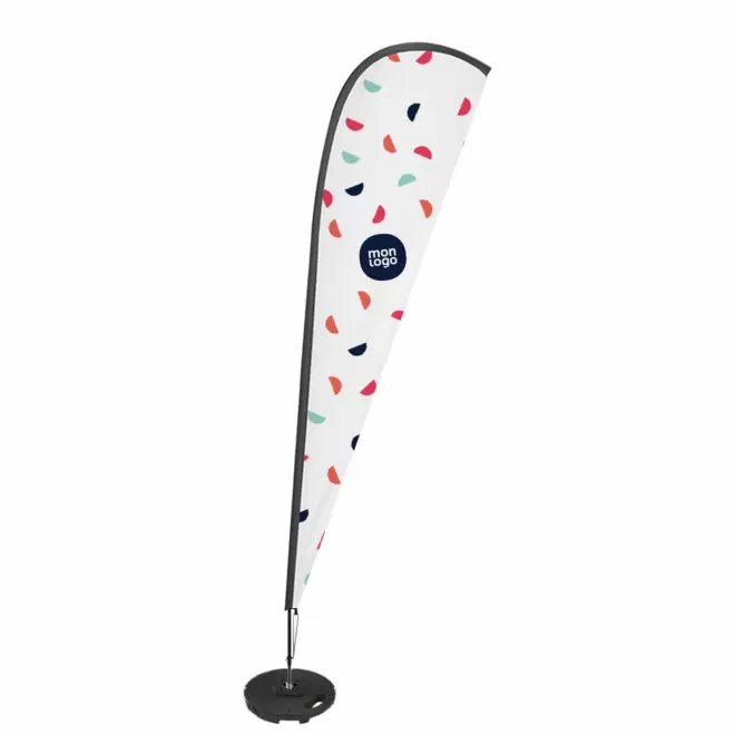 DRAPEAU PERSONNALISÉ ORIFLAMME GOUTTE + SOCLE EN BÉTON/PVC 'TOLEN' - 120 x 480 cm