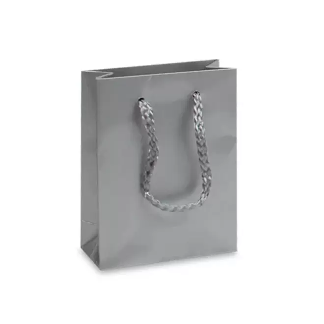 SAC EN PAPIER LUXE 10x4.5x13 PERSONNALISABLE 'BOLI' - argenté