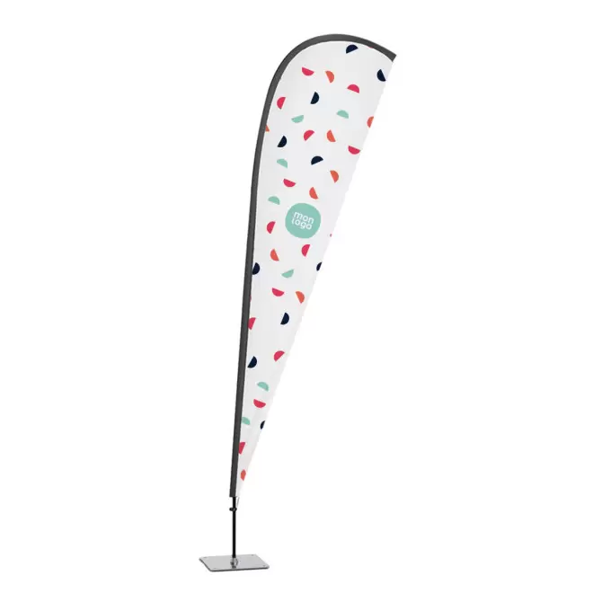 DRAPEAU PUBLICITAIRE ORIFLAMME GOUTTE + PLAQUE ACIER 'TOLEN' - 120x480cm