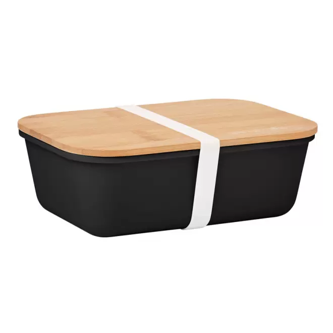 LUNCH BOX PERSONNALISABLE COUVERCLE EN BAMBOU 'BUCATI' - noir