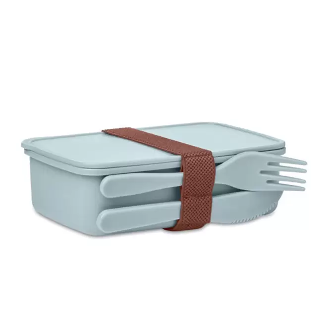 LUNCH BOX PERSONNALISÉE AVEC COUVERTS 'DOPPITA' - bleu ciel