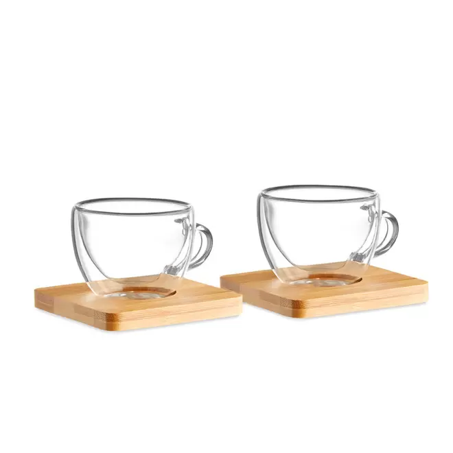 TASSES PERSONNALISÉES EN VERRE AVEC SOUS-VERRES 'CHILLANCE' - transparent