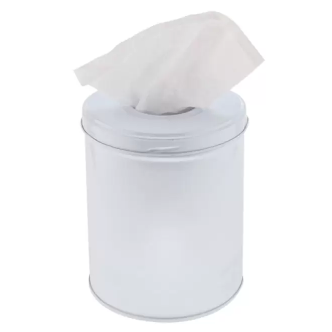 BOITE DE MOUCHOIRS PERSONNALISABLE 'TCHOUMA METAL' - blanc