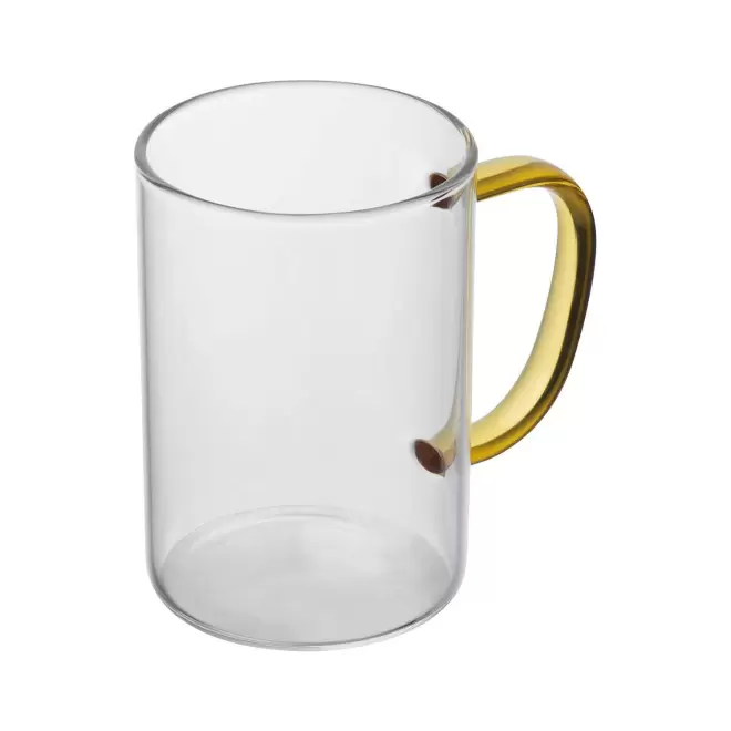MUG VERRE 250 ML ANSE COLOREE PERSONNALISABLE 'HITNO' - jaune