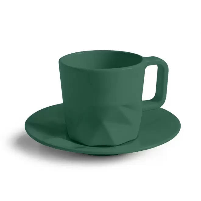 TASSE PERSONNALISABLE AVEC SOUCOUPE EUROPE 80 ML 'CELESTA' - vert foncé
