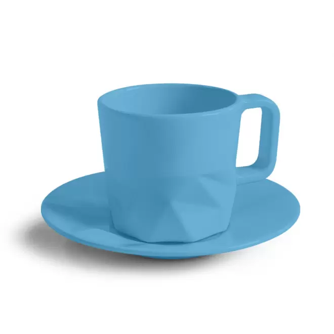 TASSE PERSONNALISABLE AVEC SOUCOUPE EUROPE 80 ML 'CELESTA' - bleu clair