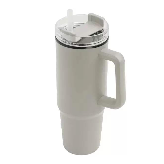 MUG ISOTHERME 900ML PERSONNALISABLE 'MUGLYT' - gris clair