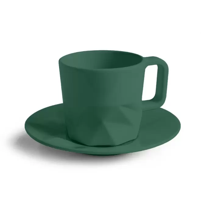 TASSE PERSONNALISABLE AVEC SOUCOUPE EUROPE 80 ML 'CELESTA' - vert foncé mat