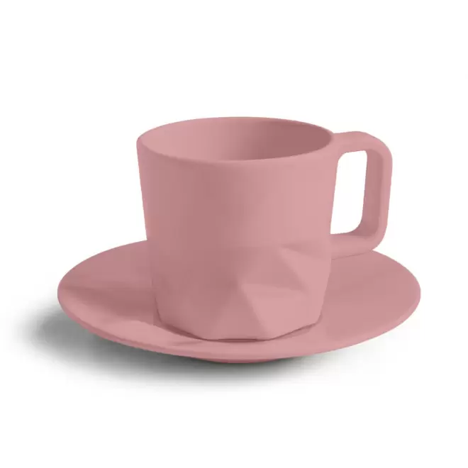 TASSE PERSONNALISABLE AVEC SOUCOUPE EUROPE 80 ML 'CELESTA' - rose mat