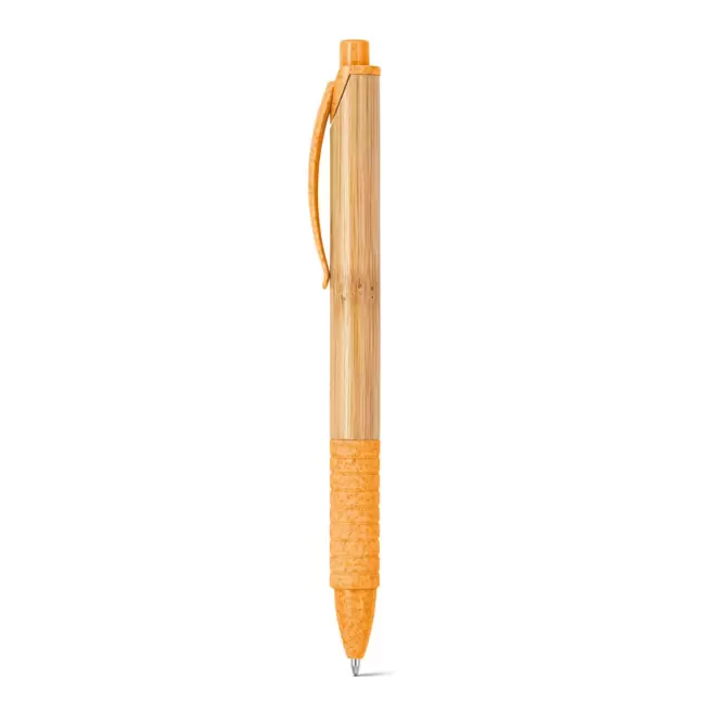 STYLO PERSONNALISABLE EN BAMBOU MINE BLEUE 'BAMGRIP' - orange