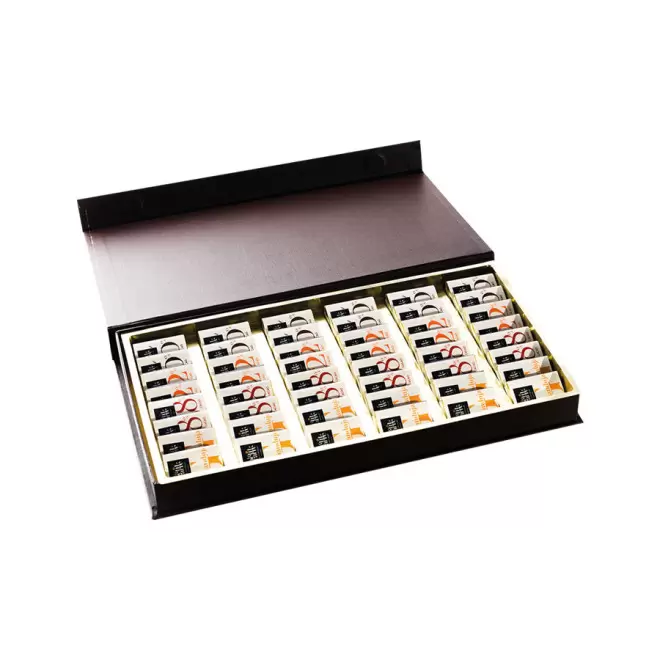 COFFRET PERSONNALISÉ DE 48 CARRÉS DE CHOCOLAT LPCC® 'TENTATION' - noir