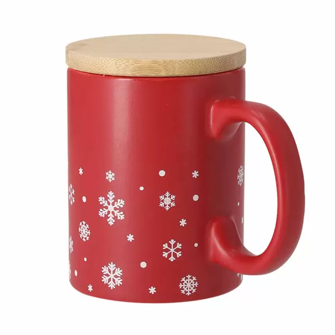 MUG NOEL COUVERCLE BAMBOU 300ML PERSONN 'HELIA' - rouge