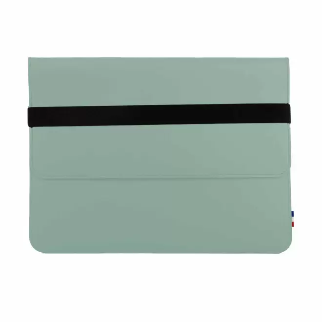 POCHETTE ORDINATEUR PERSONNALISABLE MIF EN CUIR 'MARION' - vert d eau