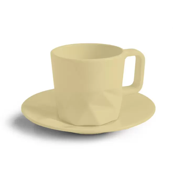 TASSE PERSONNALISABLE AVEC SOUCOUPE EUROPE 80 ML 'CELESTA' - jaune pale