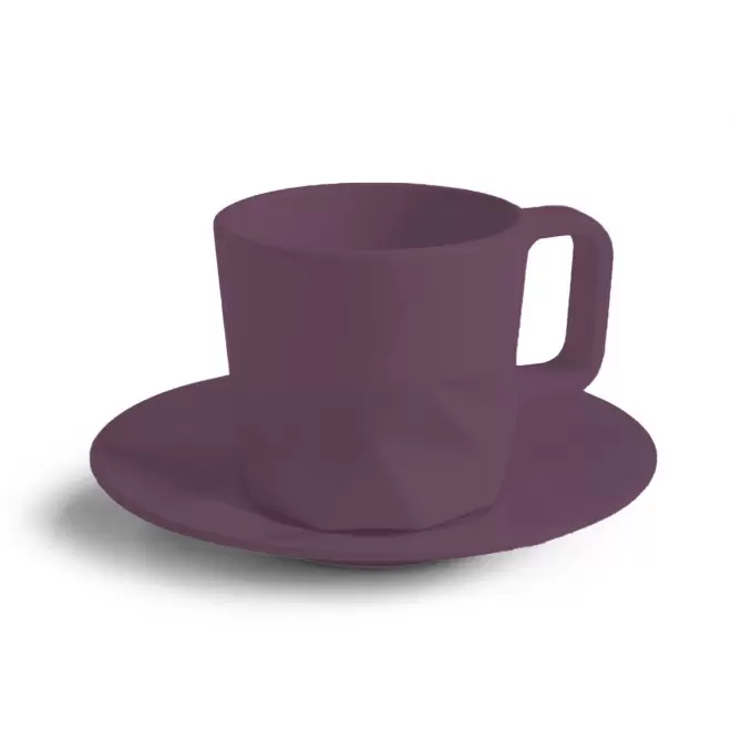 TASSE PERSONNALISABLE AVEC SOUCOUPE EUROPE 80 ML 'CELESTA' - prune mat