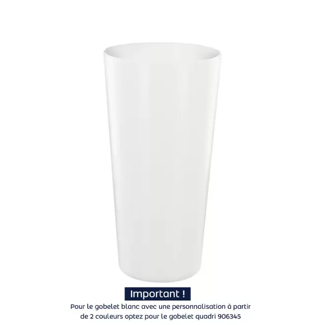 GOBELET MIF RÉUTILISABLE PERSONNALISÉ 60 CL 'CUPY' - blanc opaque