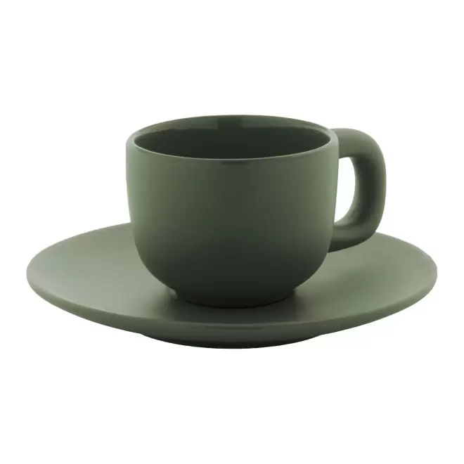 SET TASSES ESPRESSO AVEC SOUCOUPE PERSONNALISABLE 'TOSSA' - vert