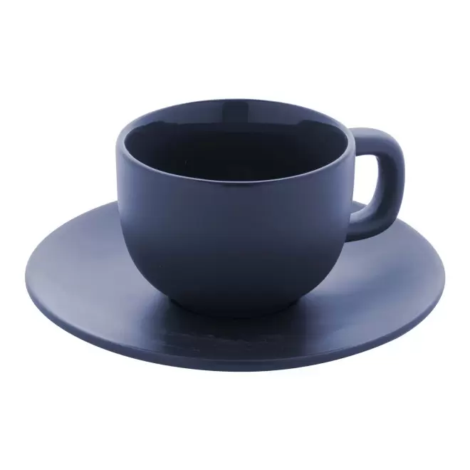 SET TASSES CAPPUCCINO AVEC SOUCOUPE PERSONNALISABLE 'TOSSA' - bleu foncé