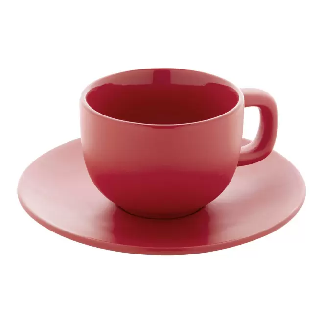 SET TASSES CAPPUCCINO AVEC SOUCOUPE PERSONNALISABLE 'TOSSA' - rouge