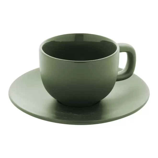 SET TASSES CAPPUCCINO AVEC SOUCOUPE PERSONNALISABLE 'TOSSA' - vert