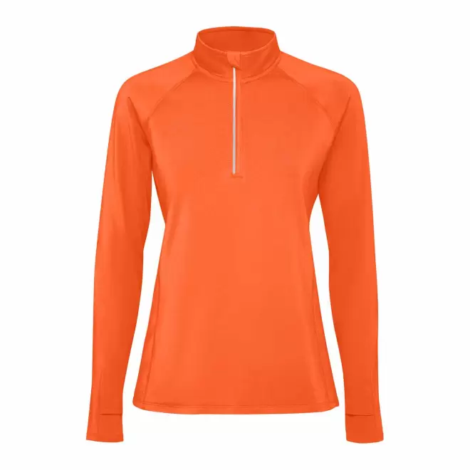 SWEAT DEMI-ZIP RESPIRANT FEMME PERSONNALISABLE 'ESTAMBUL' - orange