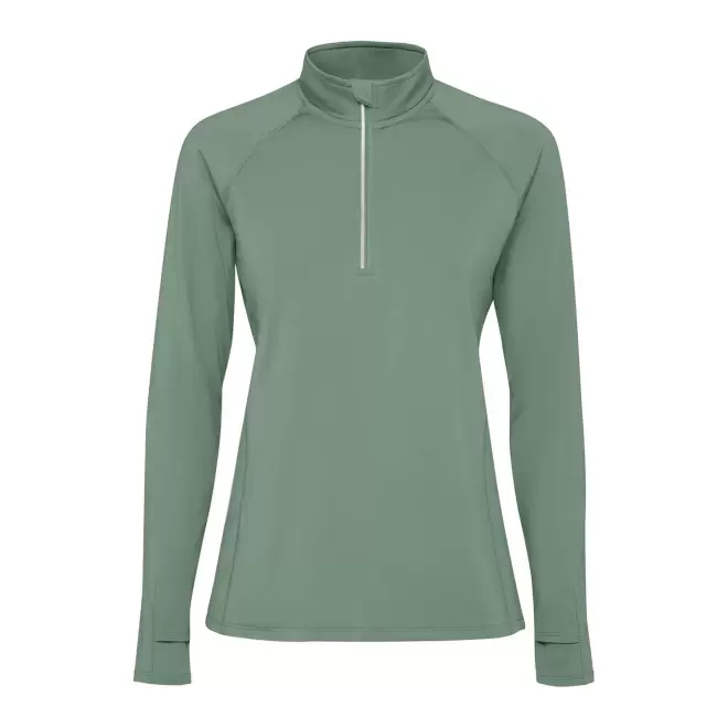 SWEAT DEMI-ZIP RESPIRANT FEMME PERSONNALISABLE 'ESTAMBUL' - vert pâle